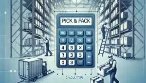 Illustration depicting a pick and pack calculator.